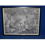 A framed and mounted Engraving designed by William Hogarth, engraved by T Cook,