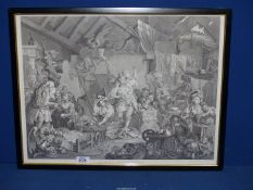 A framed and mounted Engraving designed by William Hogarth, engraved by T Cook,