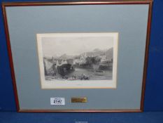 A framed and mounted Engraving by Robert Wallis from the drawing by WH Bartlett titled 'Geneva',