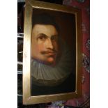 A gilded framed Oil on stretchered canvas labelled verso "Dutch Schoole - 17th century Head of a