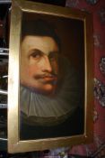 A gilded framed Oil on stretchered canvas labelled verso "Dutch Schoole - 17th century Head of a