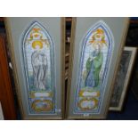 A pair of framed and mounted Pencil and Watercolour pictures depicting stained glass windows 'St