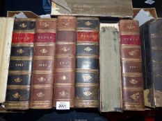 A quantity of volumes of Punch, leather bound dating from 1905 onwards, some a/f.