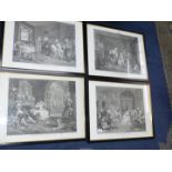 Four framed and mounted Engravings designed by William Hogarth, engraved by T.