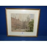 A framed and mounted Watercolour depicting 'New Square Lincoln's Inn', signed lower left 'T.