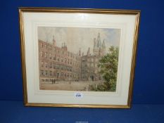 A framed and mounted Watercolour depicting 'New Square Lincoln's Inn', signed lower left 'T.
