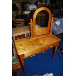 A Pine dressing table with table top mirror, 3' wide x 29" high.