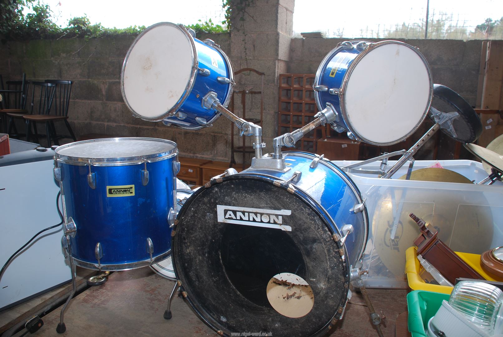 Cannon Adder drum kit with stool. - Image 5 of 6