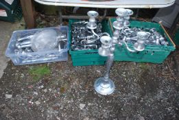 10 Sets of five branch chrome Candelabra ideal for wedding/functions, approx.