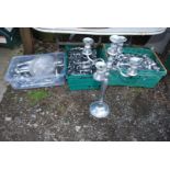 10 Sets of five branch chrome Candelabra ideal for wedding/functions, approx.