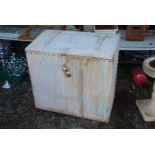 A galvanized grain Storage Bin, riveted, 36'' x 21'' x 34 1/2'' high.