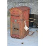 A cast iron GR Post Box - "Letters only" (locked), 20 1/4" high x 9 1/2'' deep x 13 1/4'' deep, a/f.