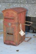A cast iron GR Post Box - "Letters only" (locked), 20 1/4" high x 9 1/2'' deep x 13 1/4'' deep, a/f.