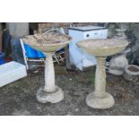 A pair of pedestal shallow Planters, 3' high x 26'' diameter.