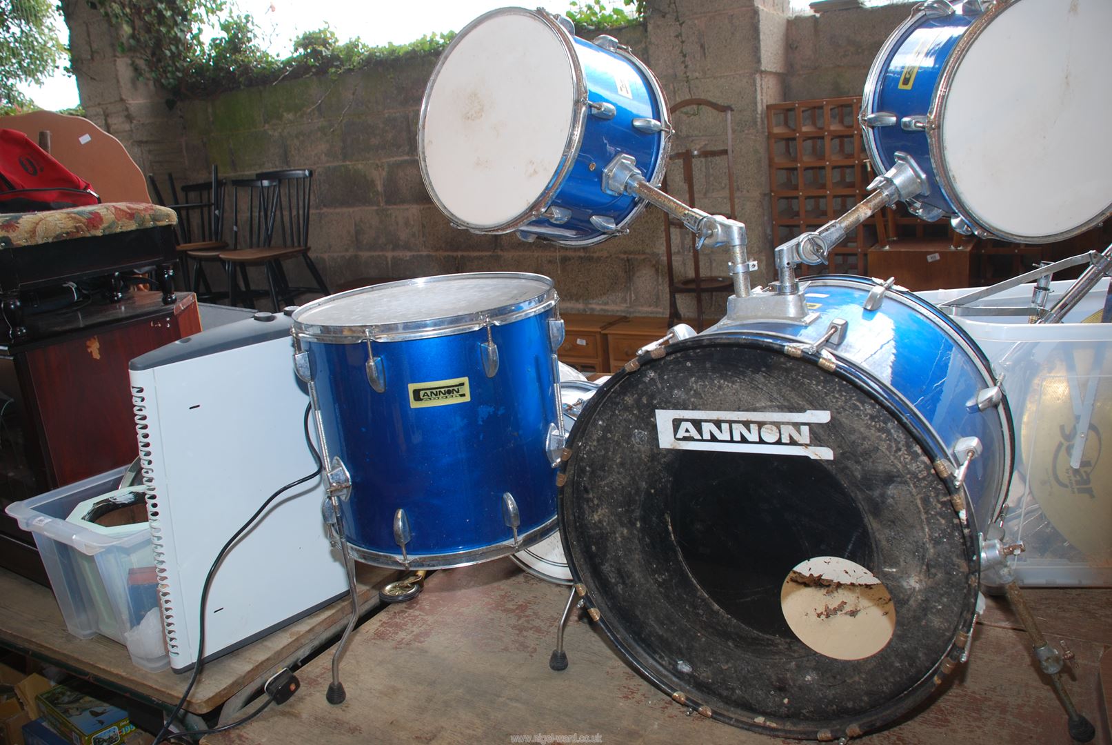 Cannon Adder drum kit with stool. - Image 4 of 6