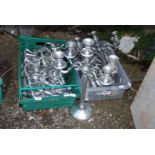 12 Sets of five branch chrome Candelabra ideal for wedding/functions, approx.