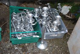 12 Sets of five branch chrome Candelabra ideal for wedding/functions, approx.