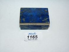 A diminuitive art deco blue onyx Box with chrome mounts, 2 3/8'' wide x 1 5/8'' deep x 1" high,