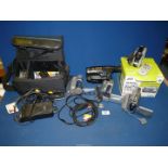 A Sony Handycam Video 8 Video Camera with various accessories,