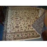 An ivory ground Cashmere carpet in all over floral pattern, 2m x 3m.