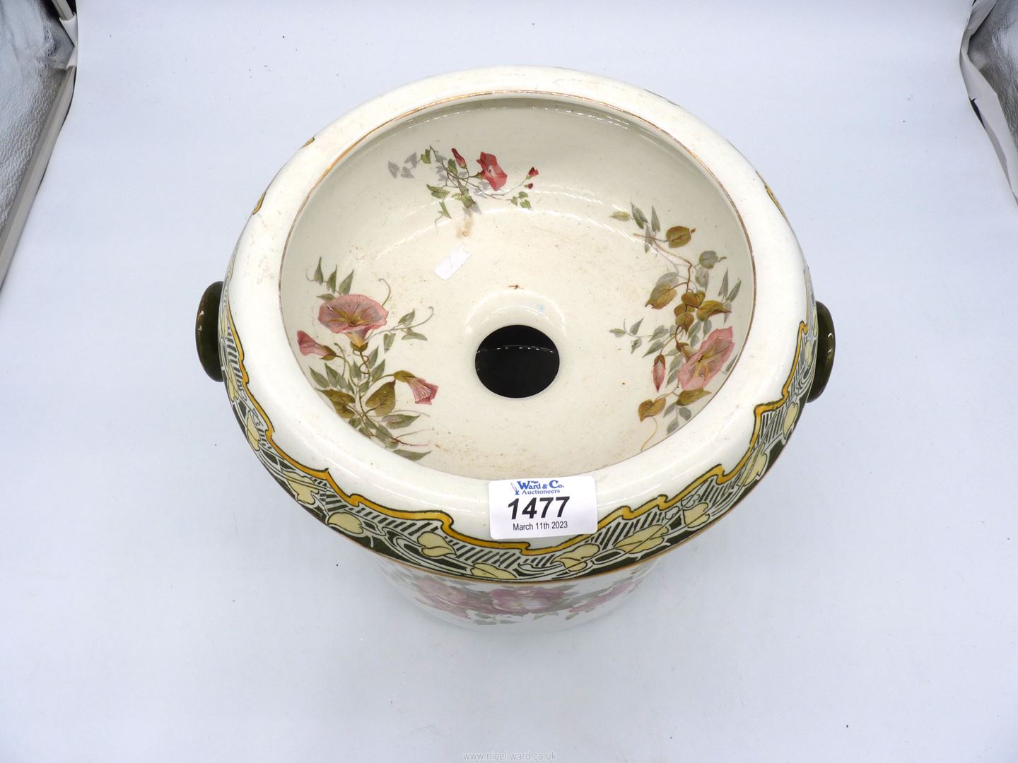 A Royal Doulton 'Burslem' lidded slop bucket decorated with roses, 12" diameter x 10" tall, - Image 2 of 2