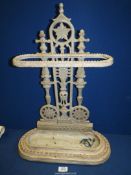 A Victorian cast iron Umbrella/Stick Stand, painted white, 25'' tall x 18'' wide.