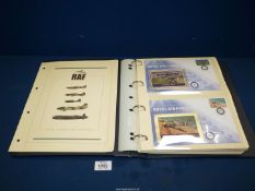 A folder containing "RAF Coin Cover Collection" including coins and first day covers.