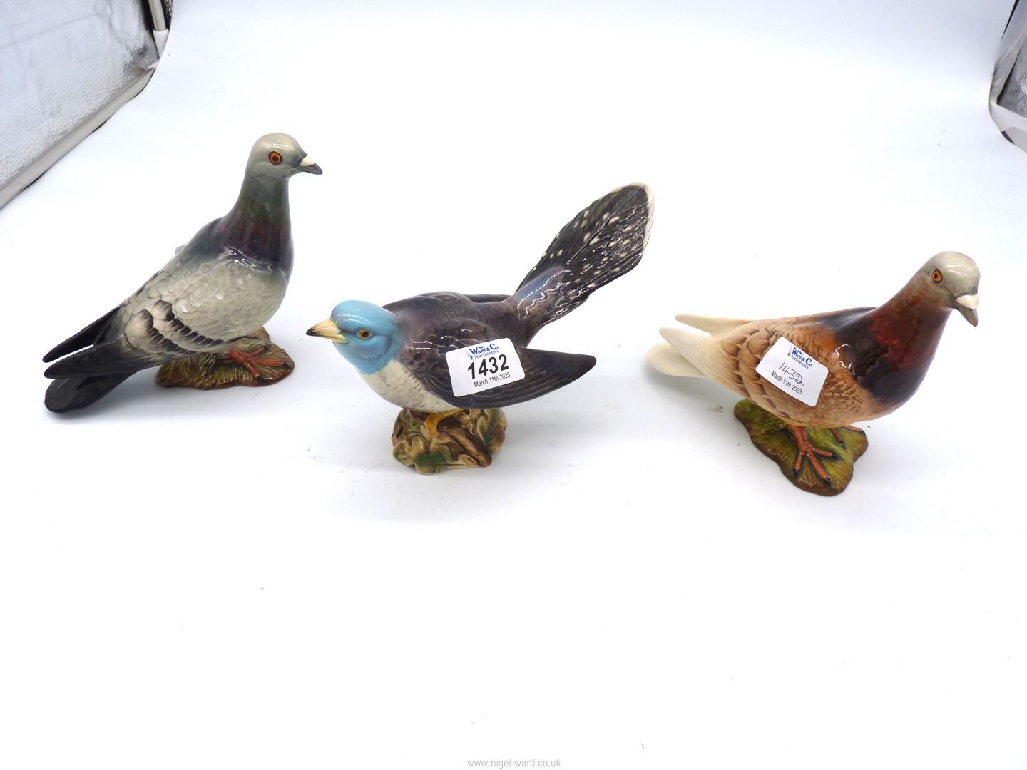 Three Beswick Pigeons, all good condition, 5 1/2" tall approx.