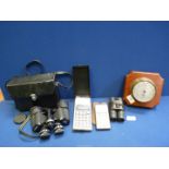 A cased pair of Miranda Binoculars 8 x 40, Sinclair calculator,