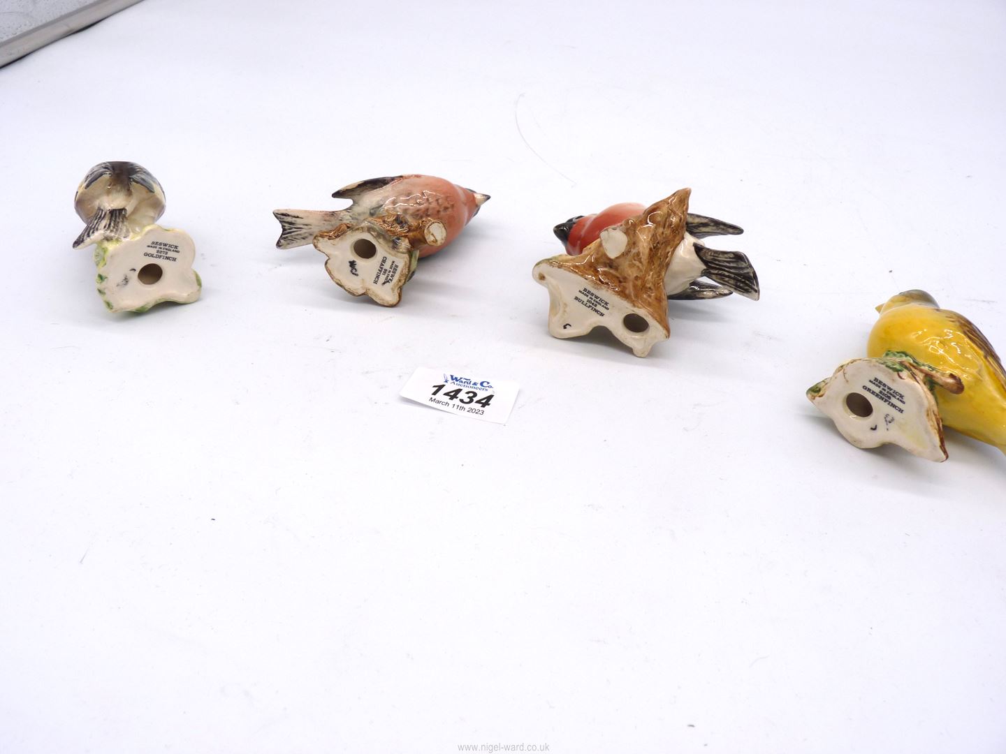 Four Beswick finches: Greenfinch, Goldfinch, Chaffinch and Bullfinch, 3" tall approx. - Image 2 of 2