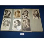 A Scrapbook of old Broadway star photographs and cards, some signed including John Mills,