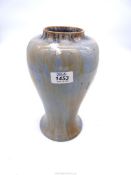An Ashby Guild art pottery vase in pale blue with beige streaks, impressed mark to base, 10" tall.