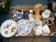 A quantity of china including Aynsley lidded pot and bud vase, a Poole pottery seal (a/f.