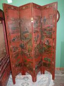 A Chinoiserie four fold Screen,