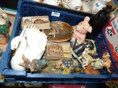 A Wade Natwest Pig, Sandeman's Port bottle (no stopper), small Wade figures including tortoises,