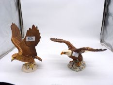 A Beswick matt finish Golden Eagle, 10" tall and a Beswick Bald Eagle (wing repaired).