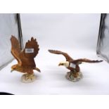 A Beswick matt finish Golden Eagle, 10" tall and a Beswick Bald Eagle (wing repaired).