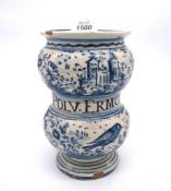 A 17th century north Italian maiolica drug jar,