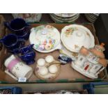 A quantity of china including egg cups and stand, pastille burner, lidded serving dishes,