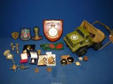 A Meccano Mogul Army Truck, two whistles, one being Military 1943,