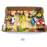 Twelve miniature Murano glass clowns