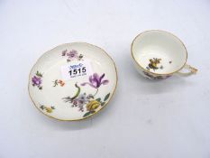 A good Meissen tea-cup and saucer, c.