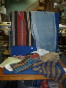 Miscellaneous cushion sized pieces of vintage Jute pieces in vibrant coloured stripes,