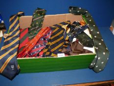A large quantity of men's ties, dressing table mats etc.