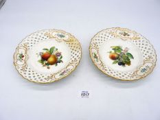An excellent pair of Meissen reticulated plates, mid 19th-century,