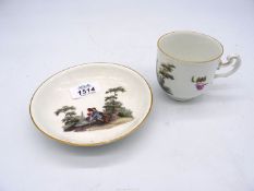 A good mid-18th century Meissen cup and saucer,