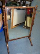 A late 19th century Mahogany swing mirror, in the Georgian taste, with carved paw feet,