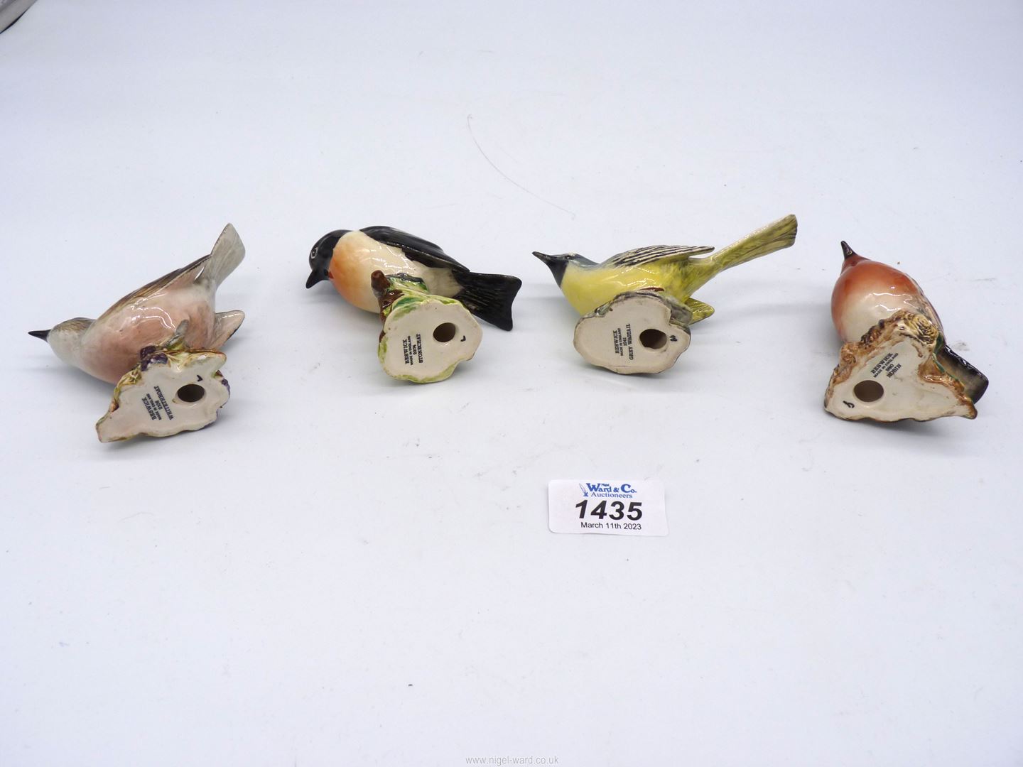 Four Beswick birds including Whitethroat, Grey Wagtail, Stonechat and Robin, all approx. 3" tall. - Image 2 of 2