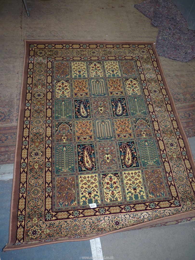 A fine woven Persian panel design rug, 110cm x 160cm.