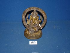 A bronze figure of the Hindu God Ganesh,